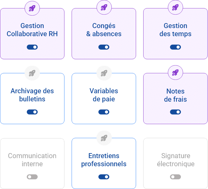 Modularité des 9 modules du logiciel RH Staff & Go